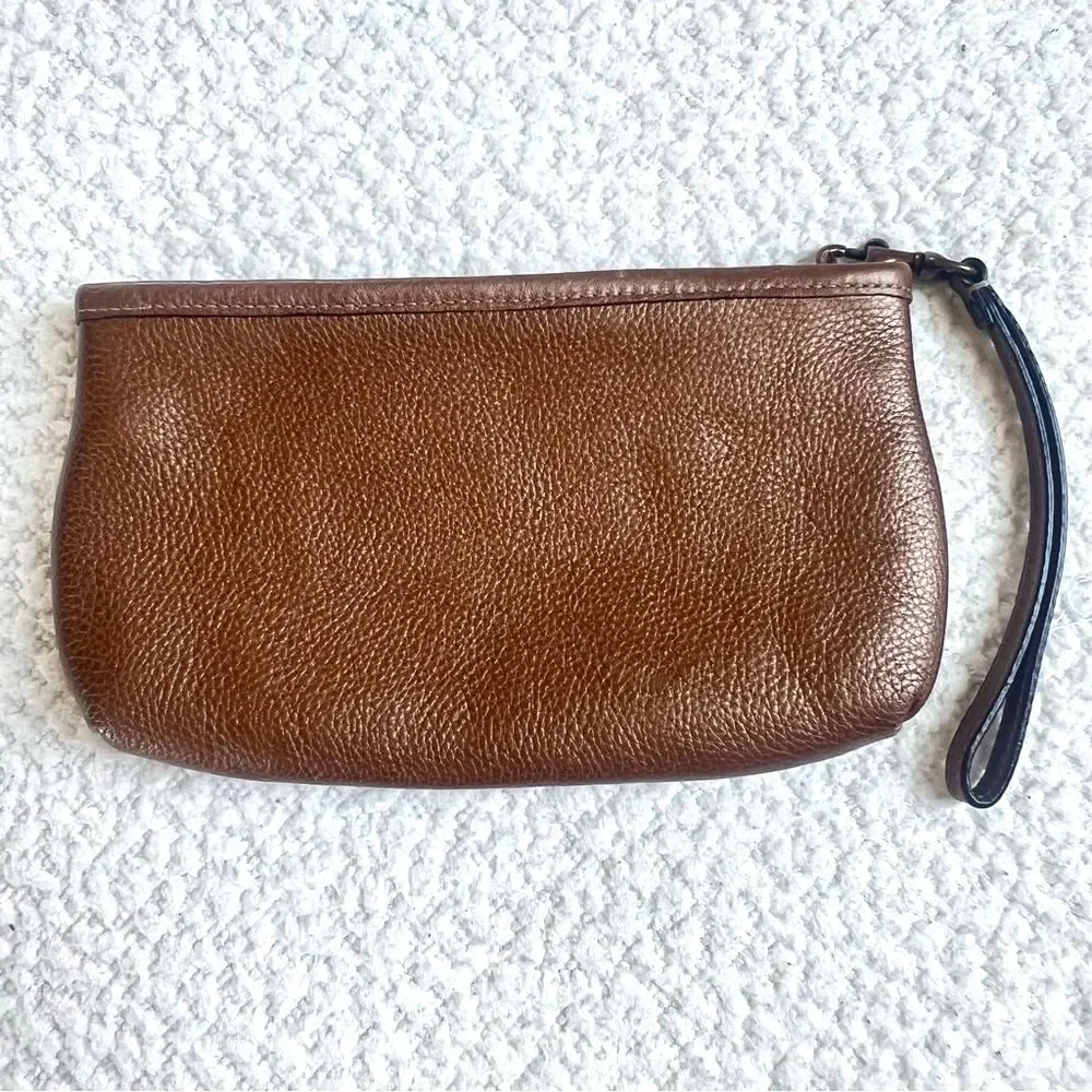 Coach Metallic Pebbled Bronze Pleated Coach Glam Wristlet Clutch Purse #43225